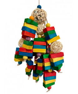 Parrot-Supplies Epcot Mega Munch Ball Leather & Wood XL Parrot Toy