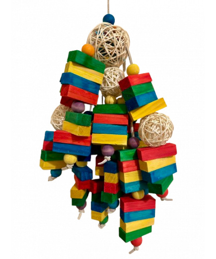 Parrot-Supplies Epcot Mega Munch Ball Leather & Wood XL Parrot Toy