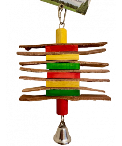 Parrot-Supplies Thick Leather & Wood Rainbow Stacker Parrot Toy