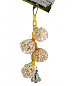 Parrot-Supplies Woven Vine Munch Ball Yellow Chain Parrot Toy