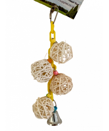 Parrot-Supplies Woven Vine Munch Ball Yellow Chain Parrot Toy