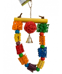 Parrot-Supplies Loofah Rainbow Arch With Munch Ball Parrot Toy