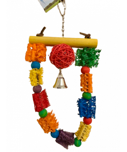 Parrot-Supplies Loofah Rainbow Arch With Munch Ball Parrot Toy