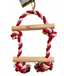 Parrot-Supplies Strawberry Milkshake Wood & Rope Double Perch Swing Parrot Toy