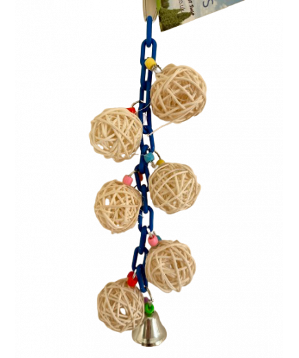 Parrot-Supplies Woven Vine Munch Ball Blue Chain Parrot Toy