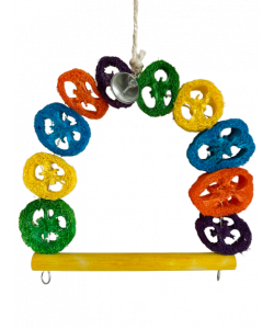 Parrot-Supplies Loofah Arch Swing With Bell Parrot Toy