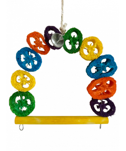 Parrot-Supplies Loofah Arch Swing With Bell Parrot Toy