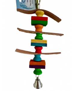 Parrot-Supplies Wakulla Leather & Wood Rainbow Stacker Parrot Toy