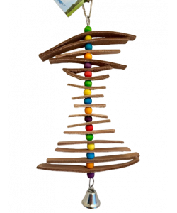 Parrot-Supplies Everglades Loads Of Leather & Wood Beads Stacker Parrot Toy