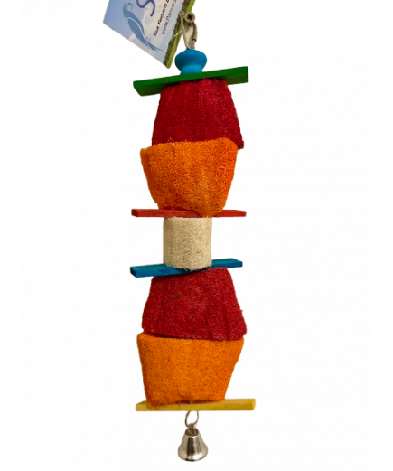Parrot-Supplies Chunky Loofah Stacker With Bell Parrot Toy